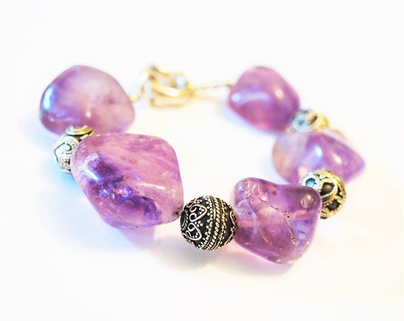 Handmade Sterling Silver Amethyst Bracelet Charms