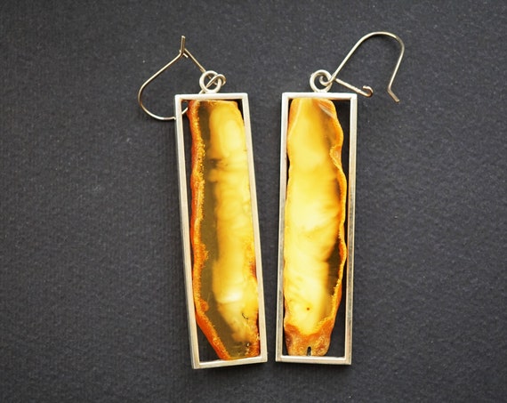 20g. Large Baltic Amber Sterling Silver Earrings