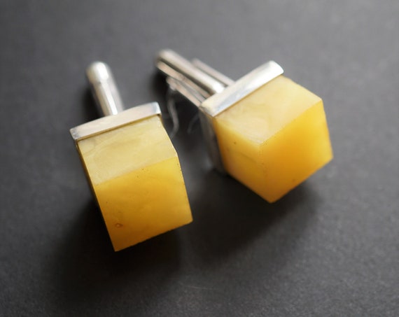 12.5g. Baltic Amber Cufflinks, Milky Amber, Yellow Amber Cufflinks, Butterscotch Amber Cufflinks, Gemstone Cufflinks, Gift