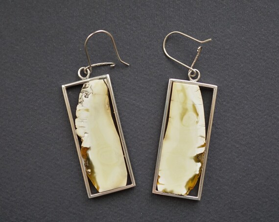 16g. White Baltic Amber Sterling Silver Earrings