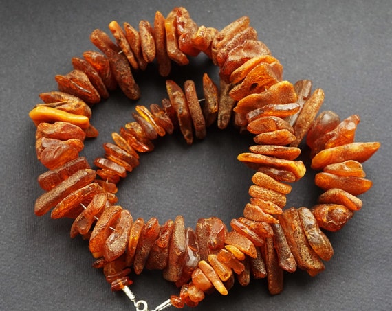 100g Antique Baltic Amber Necklace, Elegant Necklace,Deep Honey Colour, Natural Baltic Amber, Chunky Amber Necklace,