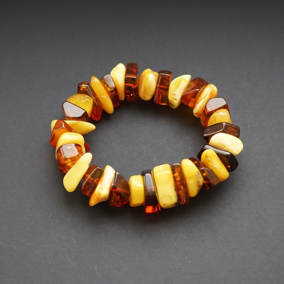 18g. Genuine Baltic Amber Bracelet, Beaded Bracelet, Multicolour Amber