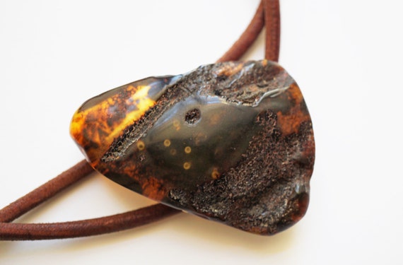 37g Bolo Tie Baltic Amber, Genuine Amber Bolo Tie