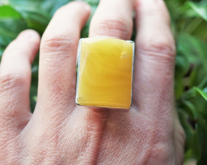 13,1g. Butterscotch  Baltic Amber Ring, Yellow Amber Ring,Natural Amber