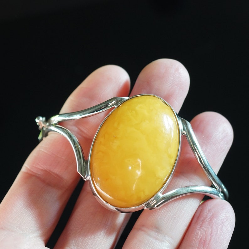 Sterling Silver YellowButterscotch Amber Bracelet Not Modified Amber 28,1g Genuine Baltic Amber Bracelet