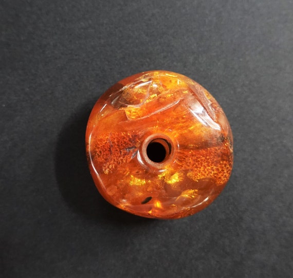 18,6g Genuine Baltic Amber Donut Pendant, Yellow Amber, Amber Amulet, Large Amber