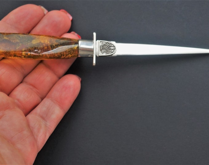 14,9g Baltic Amber Silver Gift Knife, Paper Knife