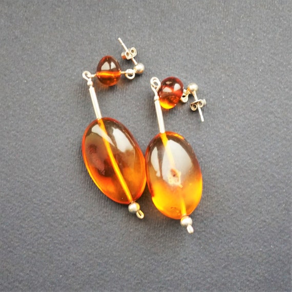 12,5g. Handmade Amber Long Earrings