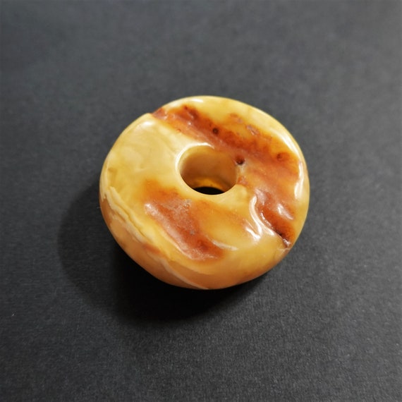 15,4g Genuine Baltic Amber Donut Pendant, Yellow Amber, Amber Amulet, Large Amber, Butterscotch Amber