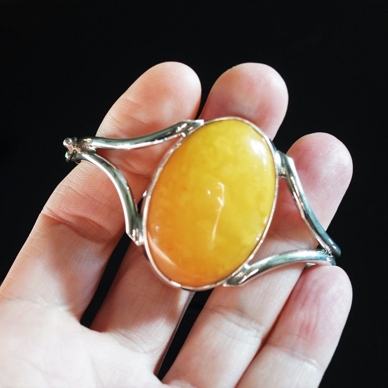 Sterling Silver YellowButterscotch Amber Bracelet Not Modified Amber 28,1g Genuine Baltic Amber Bracelet
