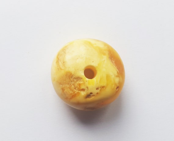 White Baltic Amber Donut Pendant7g
