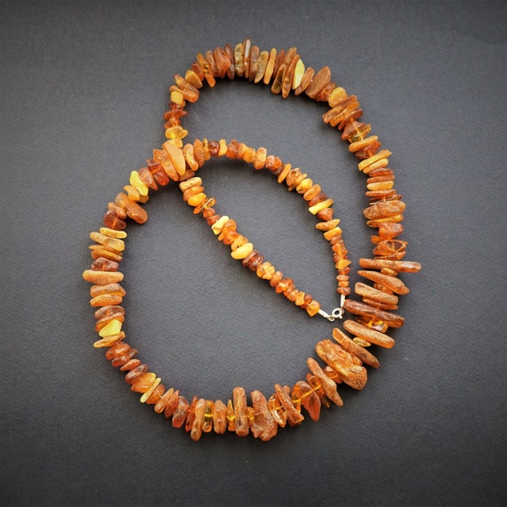 64g Large Antique Baltic Amber Necklace, Elegant Necklace,Deep Honey Colour, Natural Baltic Amber, Chunky Amber Necklace,