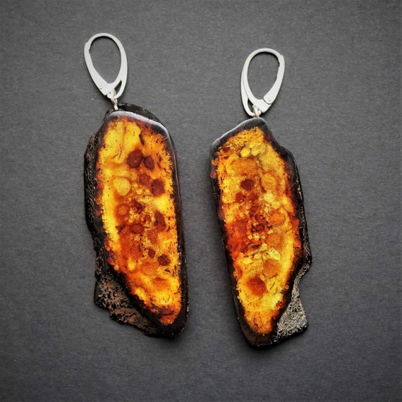 13,7g Large Baltic Amber Earrings