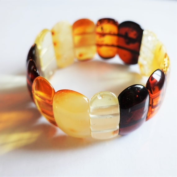 21,5g Multicolour Amber Bracelet, Genuine Amber Bracelet, Beaded Bracelet