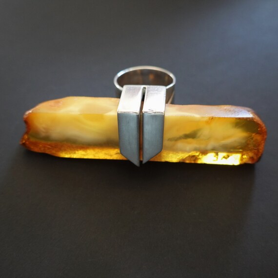 25g Butterscotch Baltic Amber Ring, E.Salwierz Design Ring, Genuine Amber, Unique Ring Design