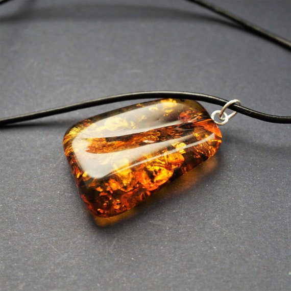 11,8g Handmade amber pendant, Genuine AMber Pendant, Cognac Amber
