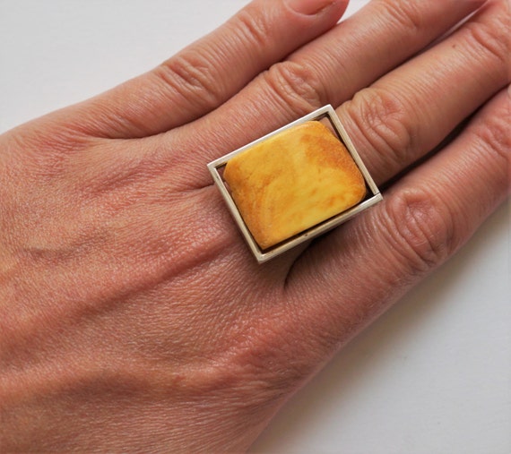 Handmade baltic amber ring11g
