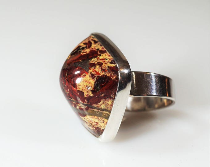 Handmade Sterling Silver Jasper Ring 17g
