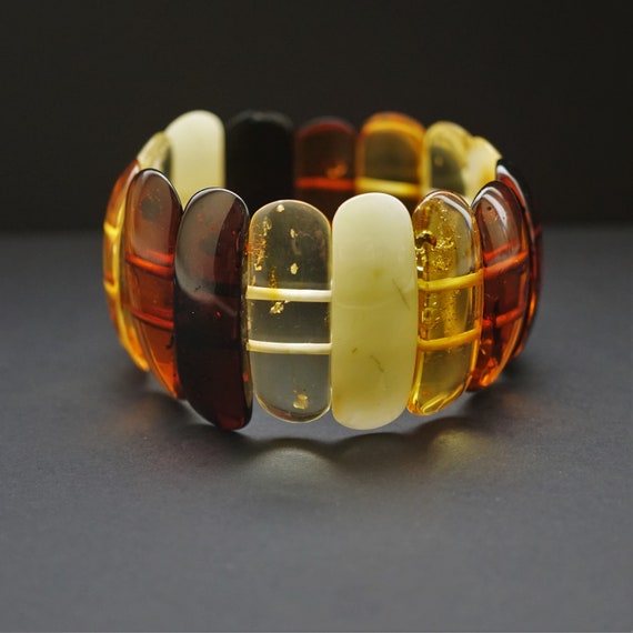 27g Multicolour Amber Bracelet, Genuine Amber Bracelet, Beaded Bracelet