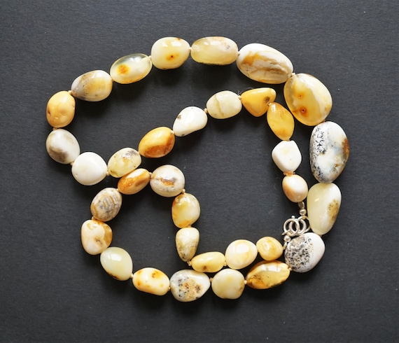 20.7g.Natural Baltic Amber Necklace, White/Yellow Amber Necklace, Organic Necklace, Untreated Amber necklace, Beaded Amber Necklace