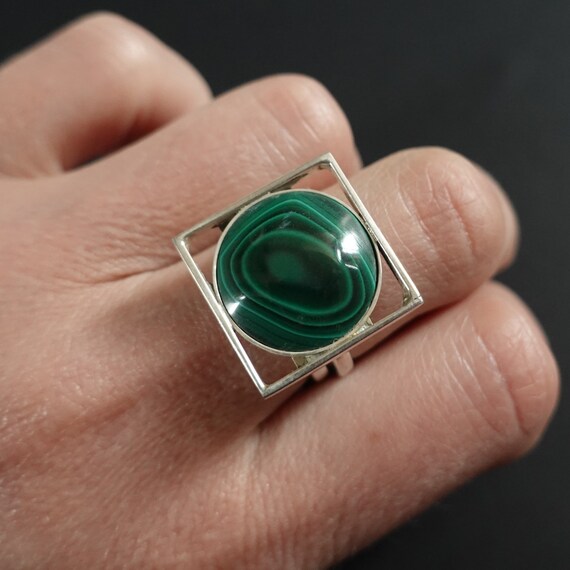 Handmade Sterling Silver Malachite Ring 9g