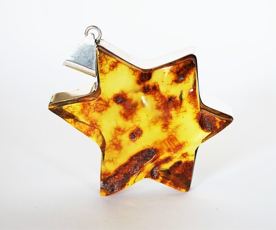 56g Baltic Amber Pendant Star, Natural Amber, Genuine Amber, Pendant Star
