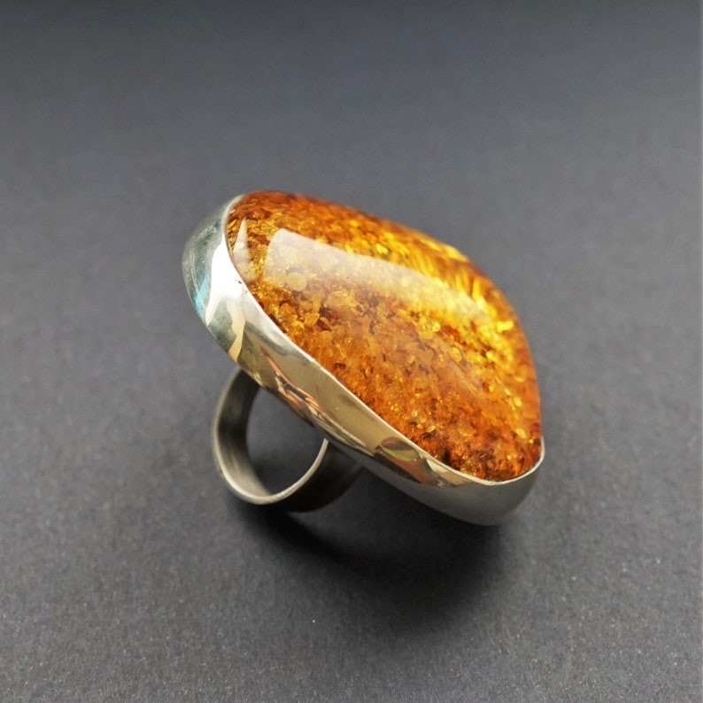 503g. Huge Baltic Amber Ring Cognac Amber Ring Oversized | Etsy