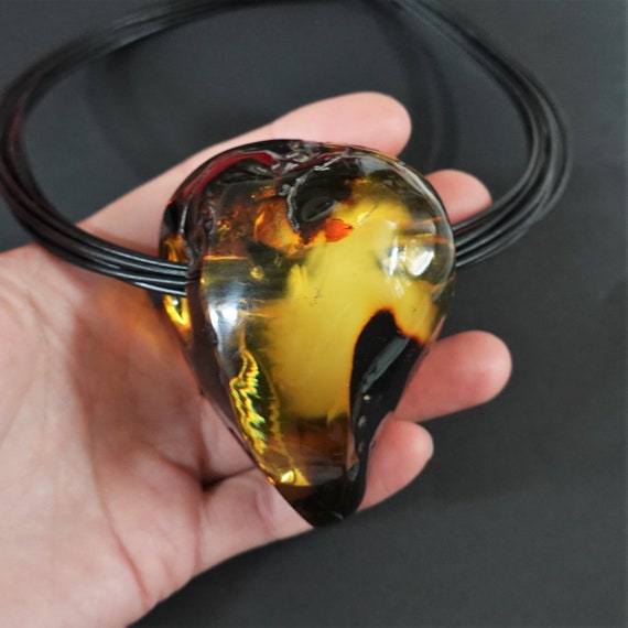 99,5g Baltic Amber Necklace, Butterscotch Amber Necklace/Pendant, Large Amber, E. Salwierz Design Amber Necklace