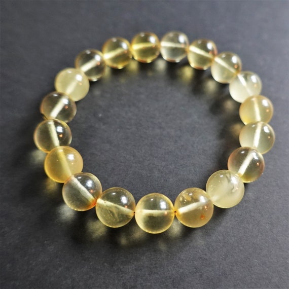 9mm. Yellow Baltic Amber Bracelet, Genuine Amber Bracelet, Beaded Bracelet, Untreated Amber, Organic, Natural