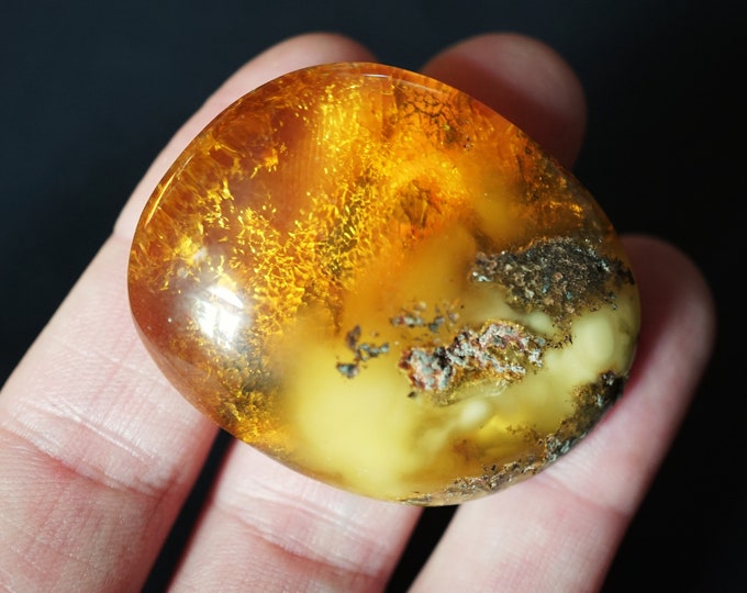 12g. Genuine Baltic Amber Stone, Yellow Cognac Butterscotch Amber, Cabochon