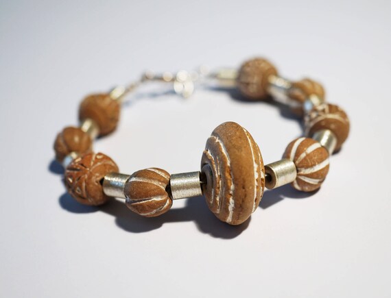 Handmade Sterling Silver Ceramic Bracelet 30g