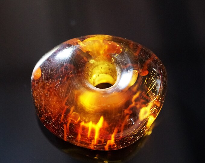19,4g  Genuine Baltic Amber Donut Pendant, Yellow Cognac Amber, Amber Amulet, Large Amber
