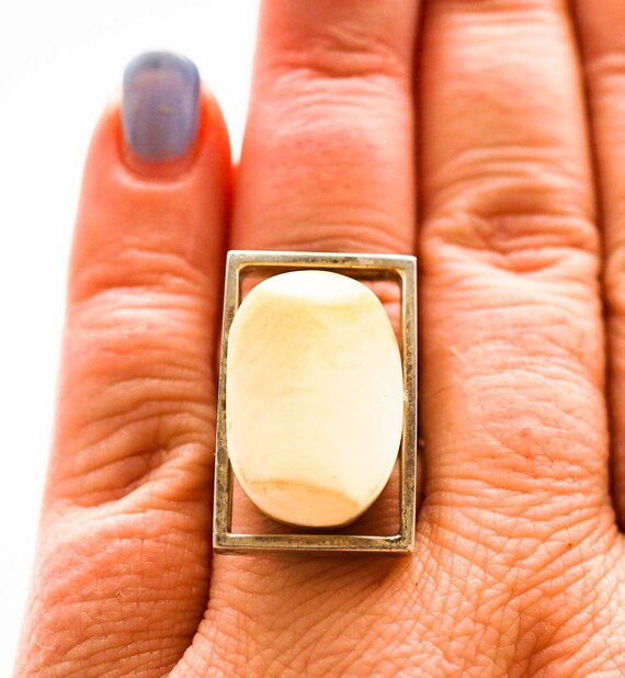 11g. Handmade Baltic white amber ring