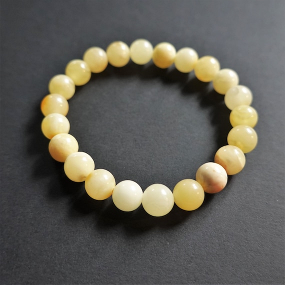 5,8g.White/Yellow Baltic Amber Bracelet, Genuine Amber Bracelet, Beaded Bracelet, Untreated Amber, Organic, Natural