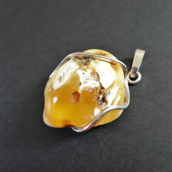 15,6g White/Yellow Amber Pendant, Baltic Amber Pendant, Sterling Silver Baltic Amber Pendant, Natural Amber Pendant