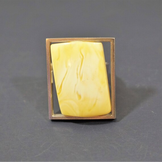 14g Large Baltic Amber Ring, White Amber Ring