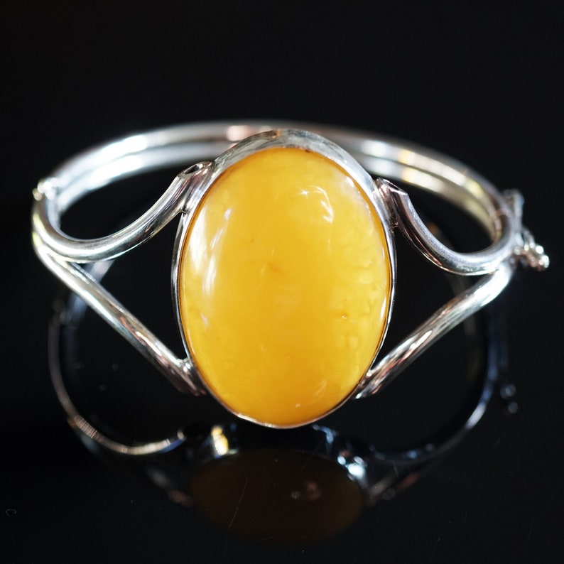 Sterling Silver YellowButterscotch Amber Bracelet Not Modified Amber 28,1g Genuine Baltic Amber Bracelet