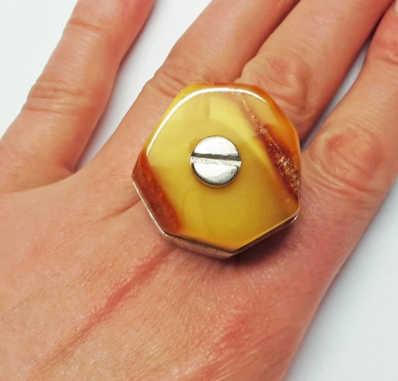 23g Handmade Baltic Amber Ring