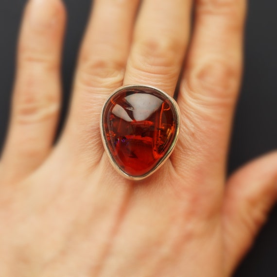 12g. Baltic Amber Ring, Cherry Amber Ring, Genuine Amber Ring, Adjustable Ring
