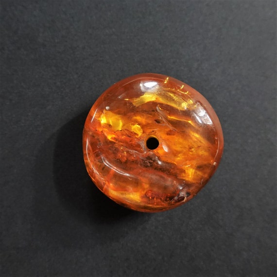 24,8g Genuine Baltic Amber Donut Pendant, Yellow Amber, Amber Amulet, Large Amber