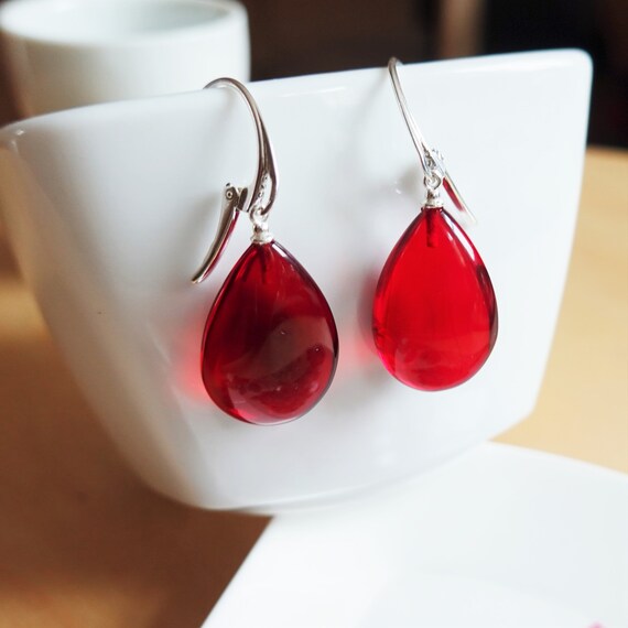 4,6g. Cherry Baltic Amber Earrings, Dangle Amber Earrings, Genuine Amber, Large Earrings