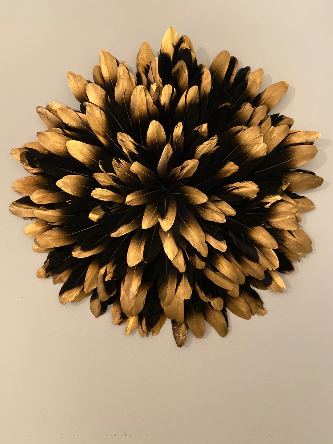 Black and Gold Feather Wall Decor Etsy