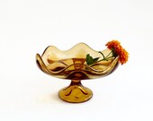 Vintage Mid Century Modern Art Glass Dish - Viking Glass Footed Bowl -Glass Barware - 1960 Glass