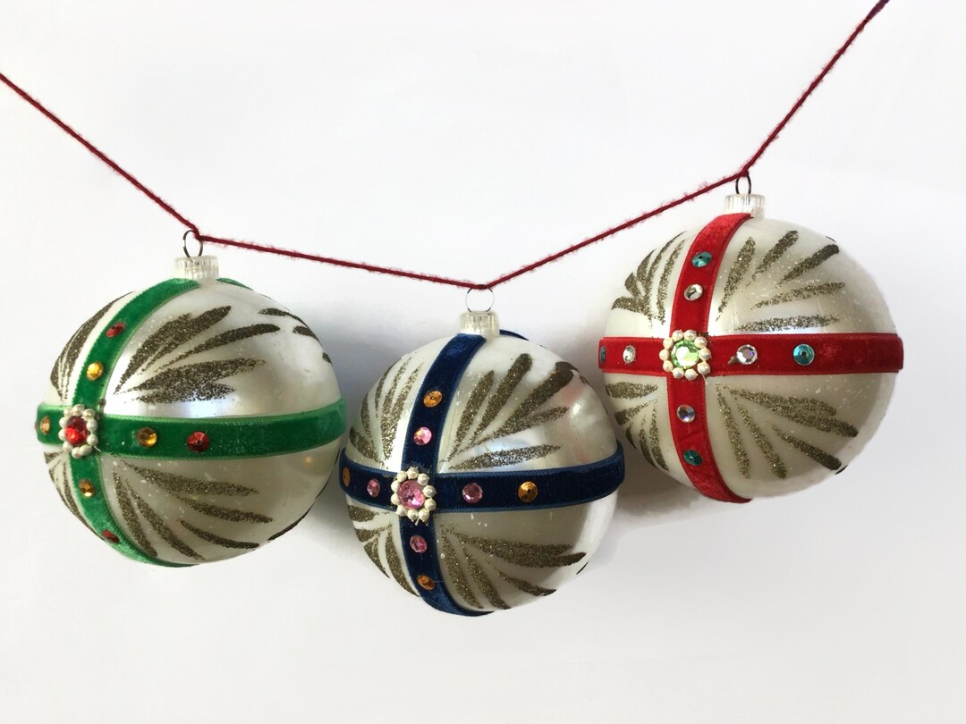 Vintage Glass Christmas Ornaments, Ges Gesch West Germany, Mercury