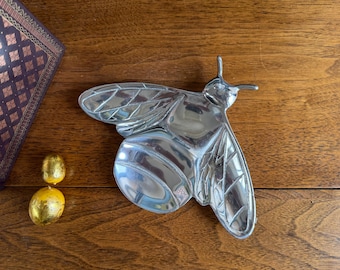 Vintage Bee Tray, Candle Plate, Mariposa Bee Tray: Handcrafted Aluminum
