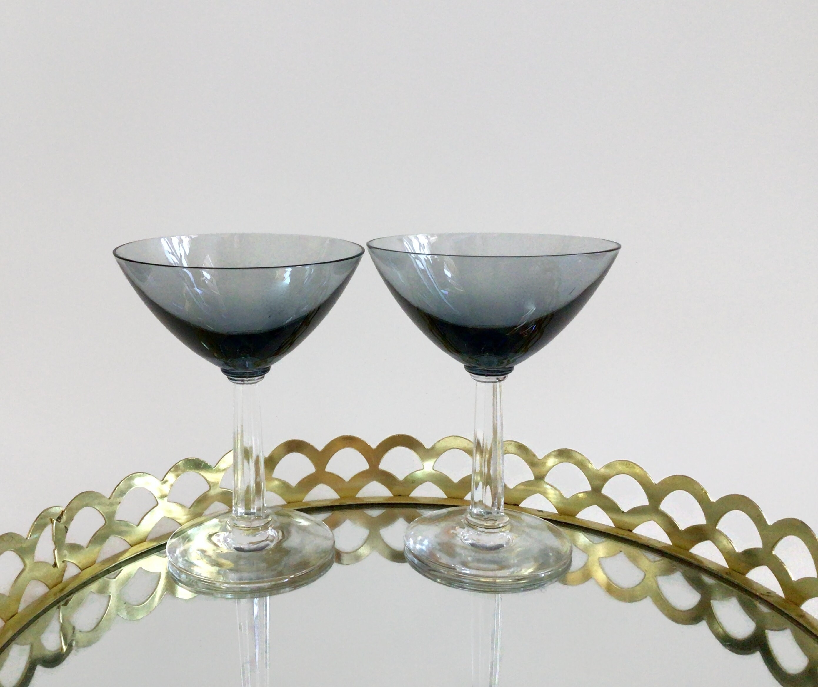 Mid Century Low Ball Glasses, Vintage Cocktail Glasses, White and Gold -  Mendez Manor