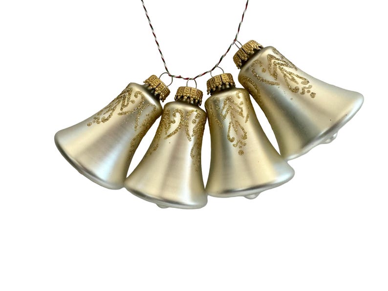 Vintage Glass Christmas Ornaments, Krebs Victorian Glass Bell Ornaments