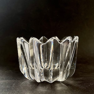 Vintage Orrefors Crystal Fleur Bowl - Signed Swedish Glass
