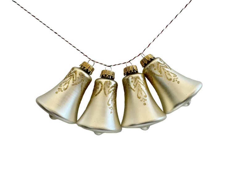Vintage Glass Christmas Ornaments, Krebs Victorian Glass Bell Ornaments