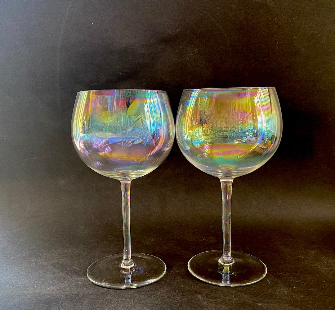 Vintage Wine Glasses Iridescent Glasses Dorothy Thorpe Etsy